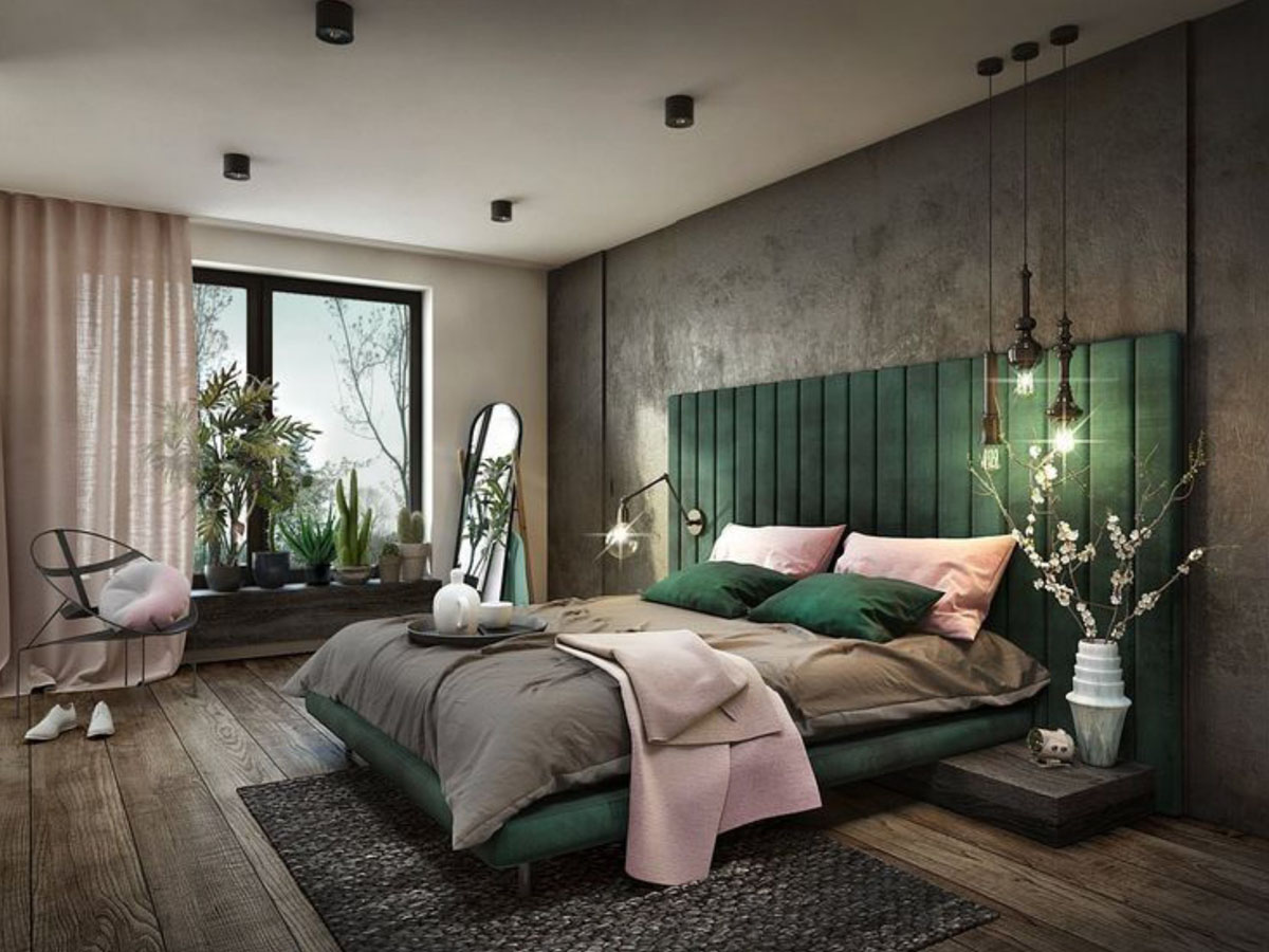 Зеленая спальня: фото лучших примеров дизайна и цветовых сочетаний
